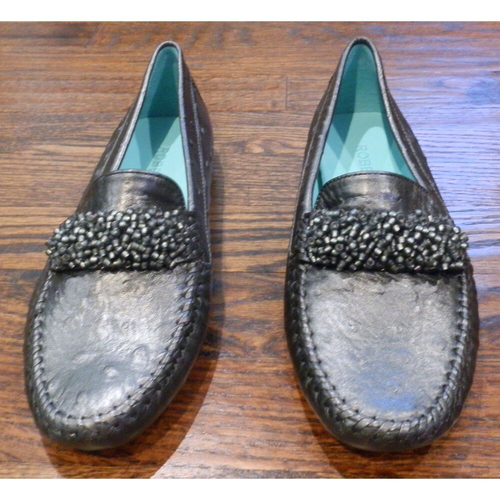 Robert Zur Flats Loafers Shoes Gray Charcoal Metallic Women's Size 7C New